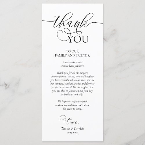 Dinner Place Setting Thank You Calligraphy Card