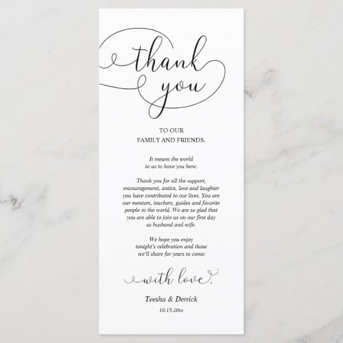 Dinner Place Setting Thank You Calligraphy Card