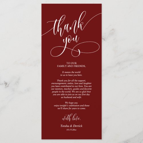 Dinner Place Setting Thank You Calligraphy Cards 