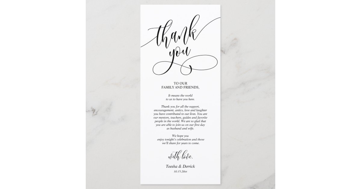 Dinner Place Setting Thank You Calligraphy Cards | Zazzle