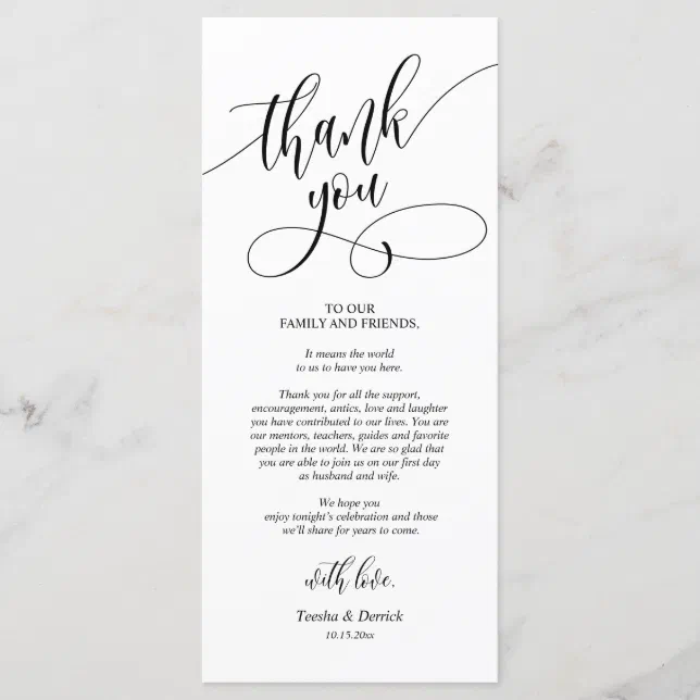 Dinner Place Setting Thank You Calligraphy Cards | Zazzle