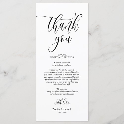 Dinner Place Setting Thank You Calligraphy Cards 