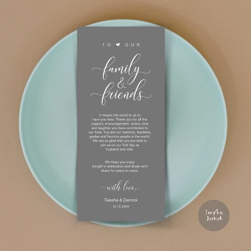 Dinner Place Setting Thank You Dark Grey Card