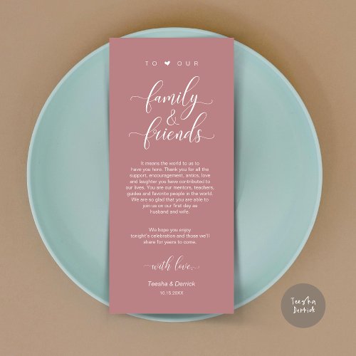 Dinner Place Setting Thank You Dusty Rose Card