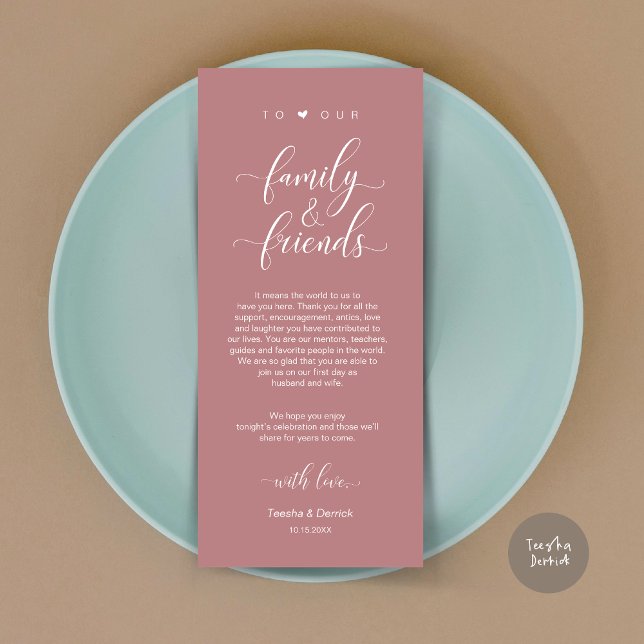 Dinner Place Setting Thank You, Dusty Rose Card (Dinner Place Setting Thank You Card, Modern Classy Wedding, in Dusty Rose Pink)