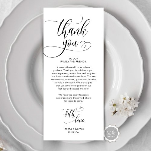 Dinner Place Setting Thank You Modern Script Card