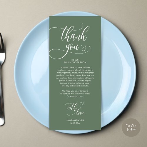 Dinner Place Setting Thank You Modern Script Card