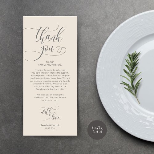 Dinner Place Setting Thank You Modern Script Card