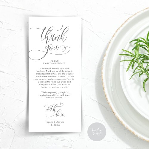 Dinner Place Setting Thank You Modern Script Card