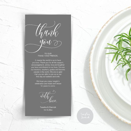 Dinner Place Setting Thank You Modern Script Card