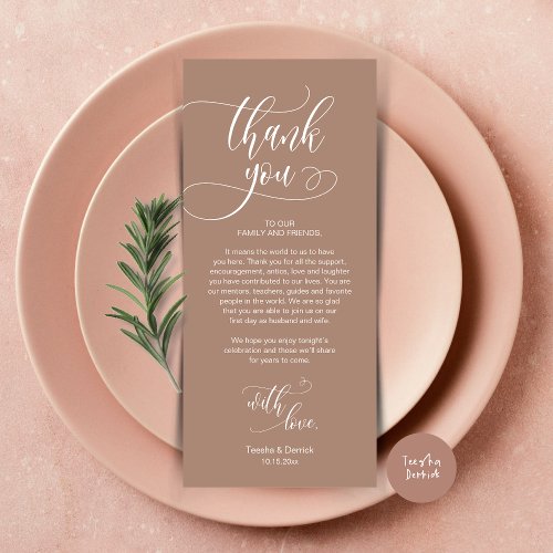 Dinner Place Setting Thank You Modern Script Card