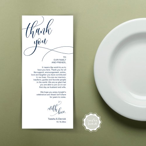 Dinner Place Setting Thank You Modern Script Card