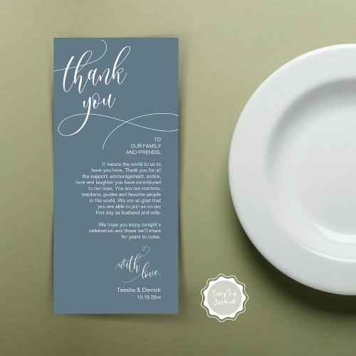 Dinner Place Setting Thank You Modern Script Card