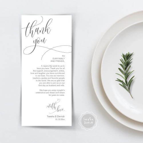 Dinner Place Setting Thank You Modern Script Card