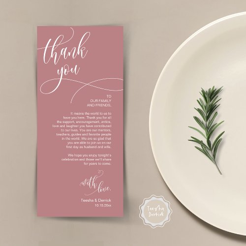 Dinner Place Setting Thank You Modern Script Card