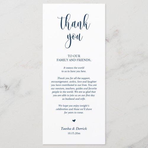 DInner Place Setting Thank You Navy Blue Card