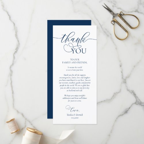Dinner Place Setting Thank You Navy Blue Card