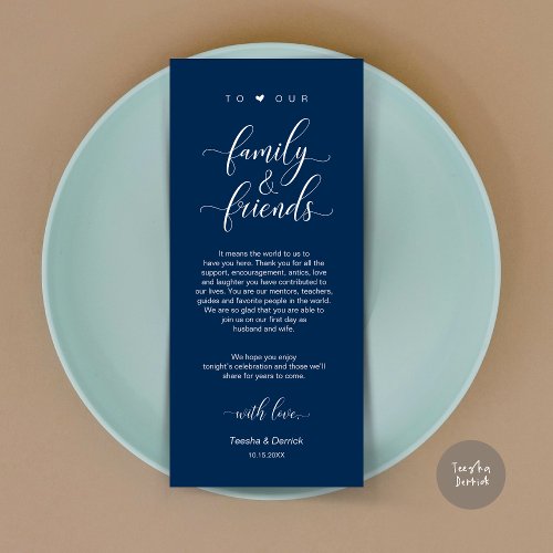 Dinner Place Setting Thank You Navy Blue Card