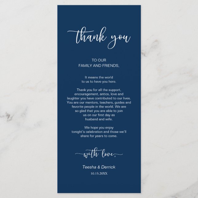 Dinner Place Setting Thank You, Navy Blue, Cards (Front)