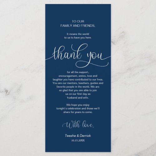 Dinner Place Setting Thank You Navy Blue Cards