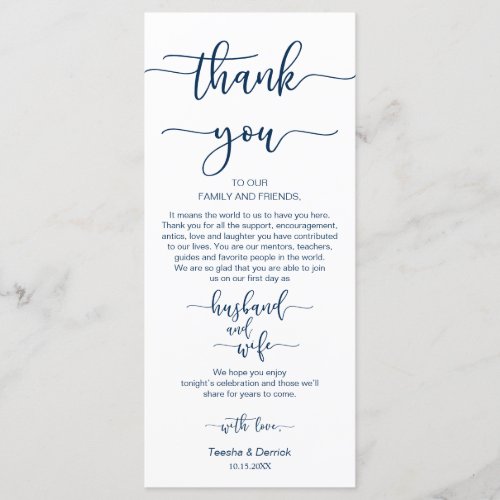 Dinner Place Setting Thank You Navy Blue Cards