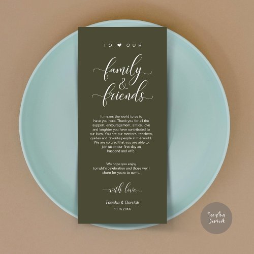 Dinner Place Setting Thank You Olive Green Card