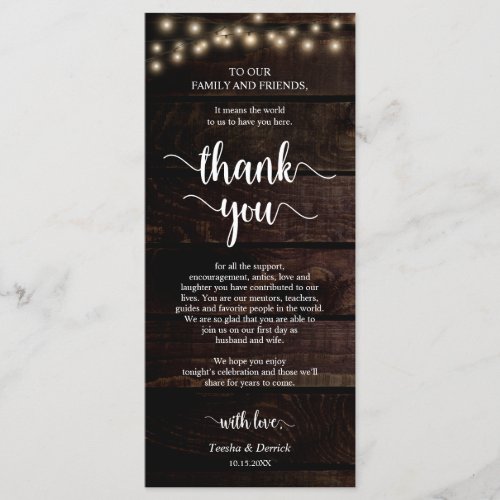 Dinner Place Setting Thank You Rustic Kraft Cards