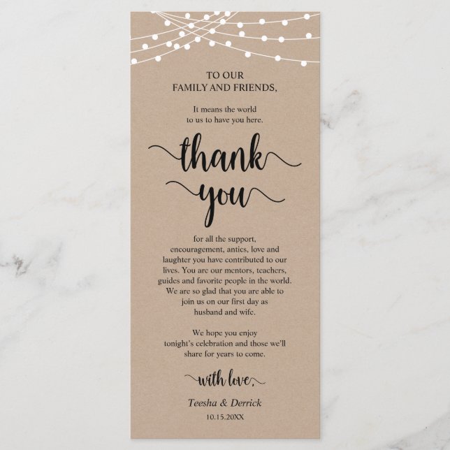 Dinner Place Setting Thank You, Rustic Kraft Cards (Front)