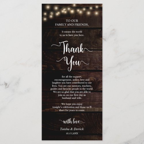 Dinner Place Setting Thank You Rustic Kraft Cards