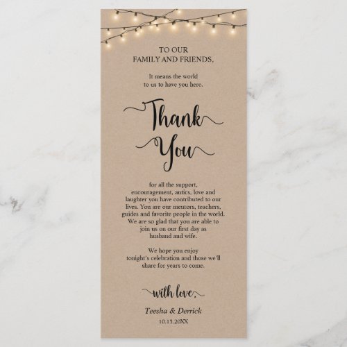 Dinner Place Setting Thank You Rustic Kraft Cards