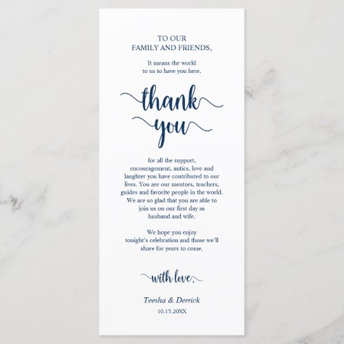 Dinner Place Setting Thank You Rustic Navy Cards