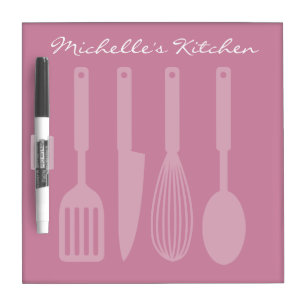 Dinner planning kitchen utensils dry erase board