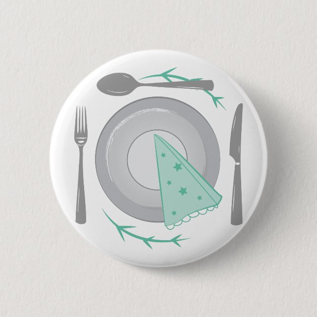 Dinner Plate Pinback Button (Front)