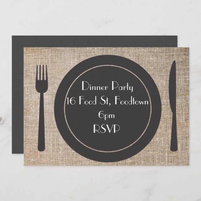 Dinner Plate stylish dinner party Invitation (Front/Back)