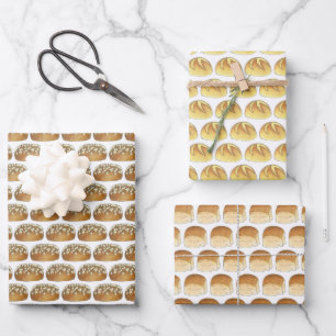 Dinner Rolls Bread Bakery Boulangerie Pumpernickel Wrapping Paper Sheets