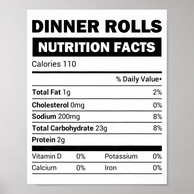 Dinner Rolls Nutrition Facts Family Matching Chris Poster (Front)
