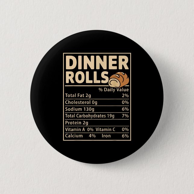 Dinner Rolls Nutrition Facts Funny Bread Food Desi Button (Front)