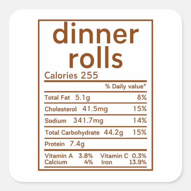 dinner-rolls-nutrition-facts-square-sticker-zazzle