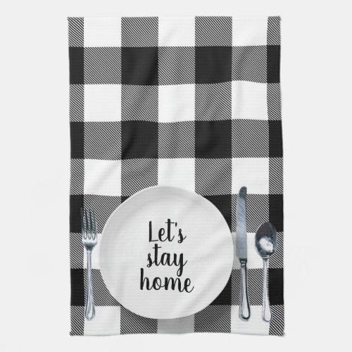 Dinner Setting On Buffalo Plaid Kitchen Towel