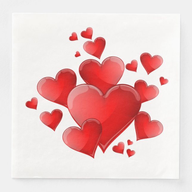 Dinner Size Paper Napkins-Valentine Hearts Paper Dinner Napkins (Front)