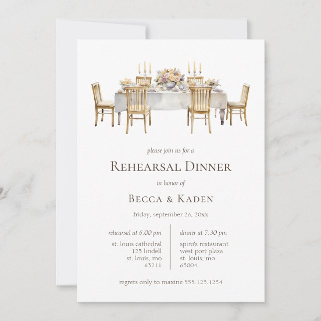 Dinner Table Rehearsal Dinner Invitation (Front)