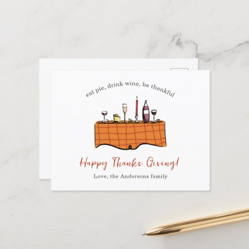 Dinner Table Thanks Giving Holiday Postcard