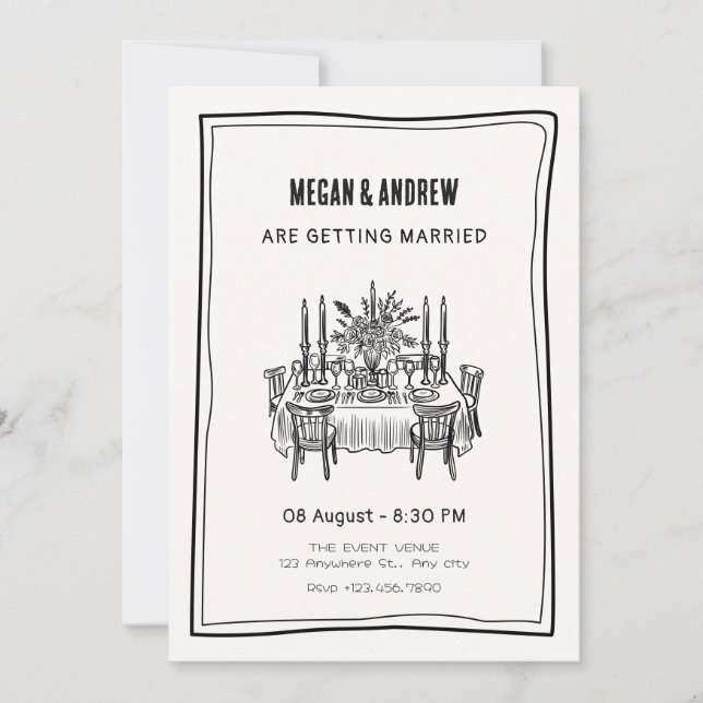 Dinner table wedding invitation (Front)