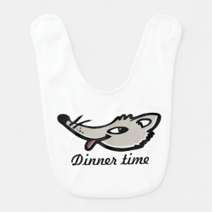 Dinner time hungry fox graphic white Baby bib