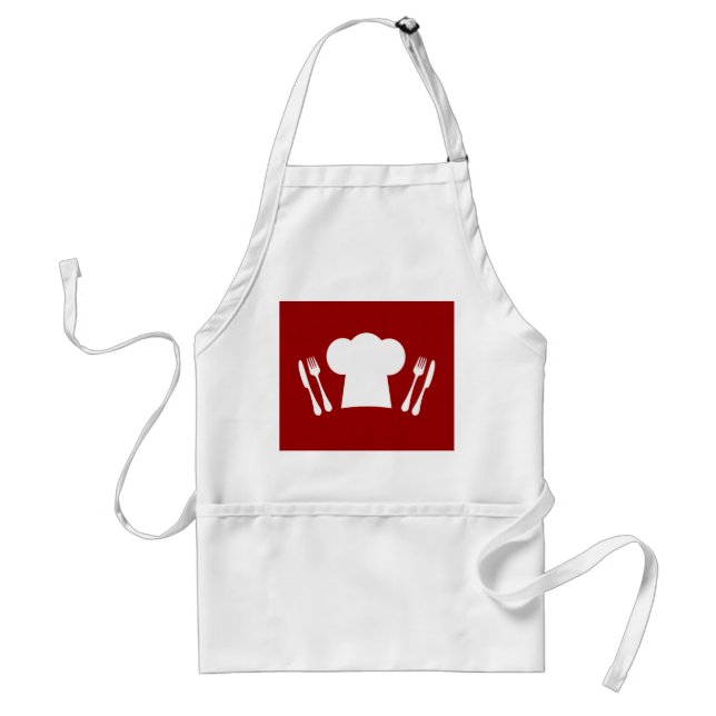 Dinner Time Master Chef Cute Hat and Cutlery Adult Apron (Front)