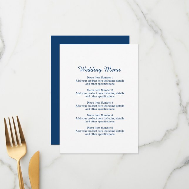 Dinner wedding menu with nautical boat anchor logo (Front/Back In Situ)