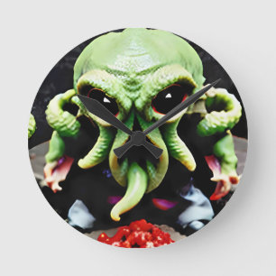 Dinner with Cthulhu Round Clock