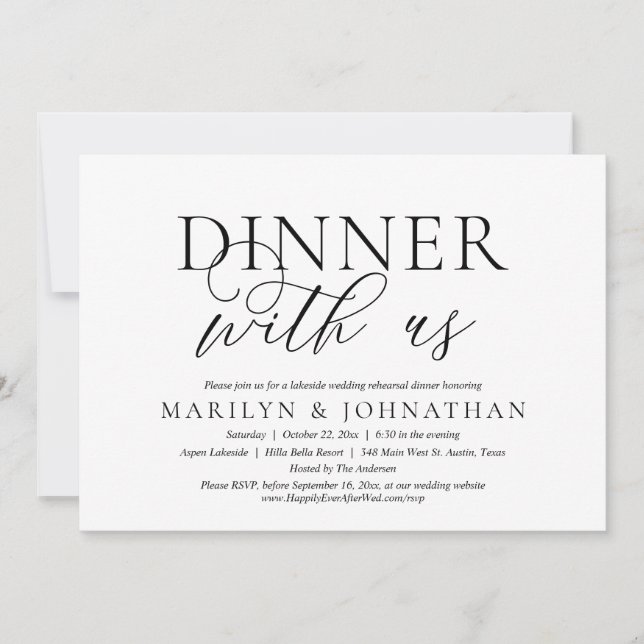 Dinner With Us, Wedding Rehearsal Celebration Invi Invitation (Front)