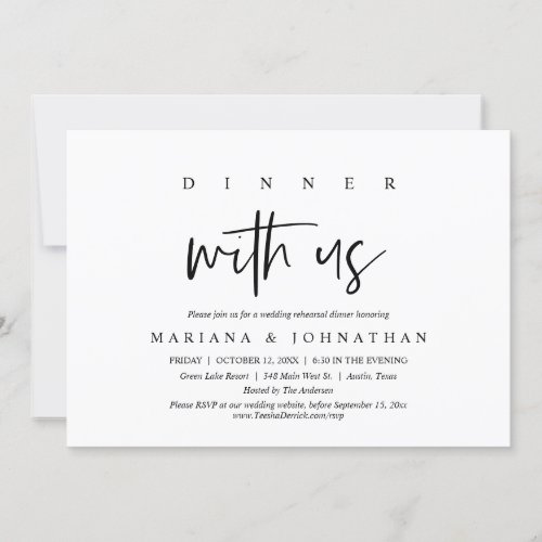 Dinner With Us Wedding Rehearsal Party Invitation