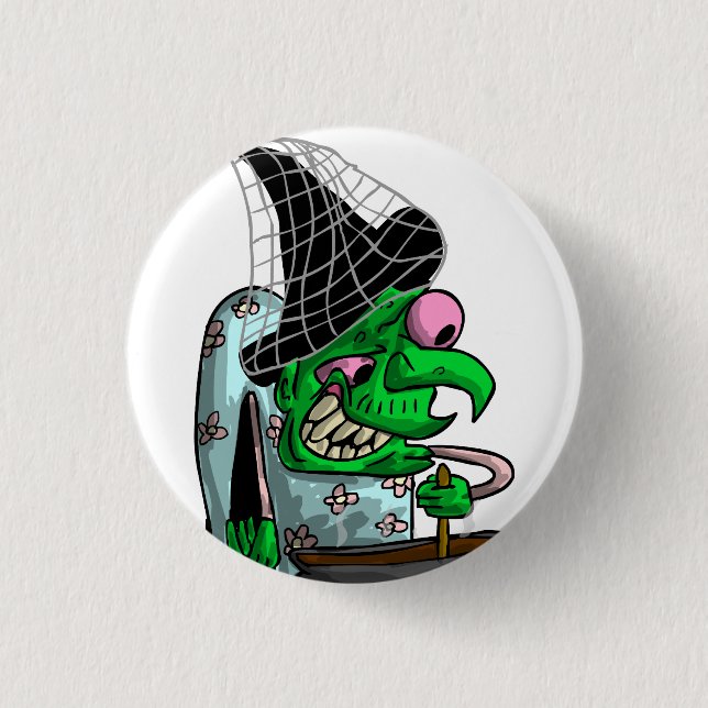 Dinnerlady Witch Button (Front)